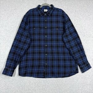 FAHERTY Shirt Mens XXL 2XL‎ Indigo Vintage Twill Workshirt In Indigo Night Plaid